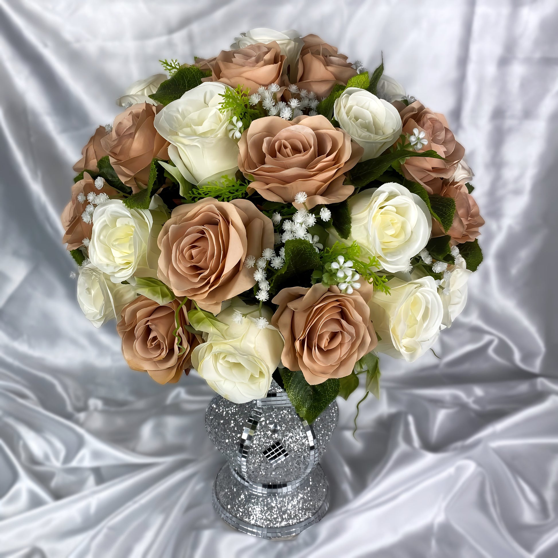 Stunning 1 of 1 Beige & Ivory 360 Flowerhead & Vase Arrangement - 55CM Height