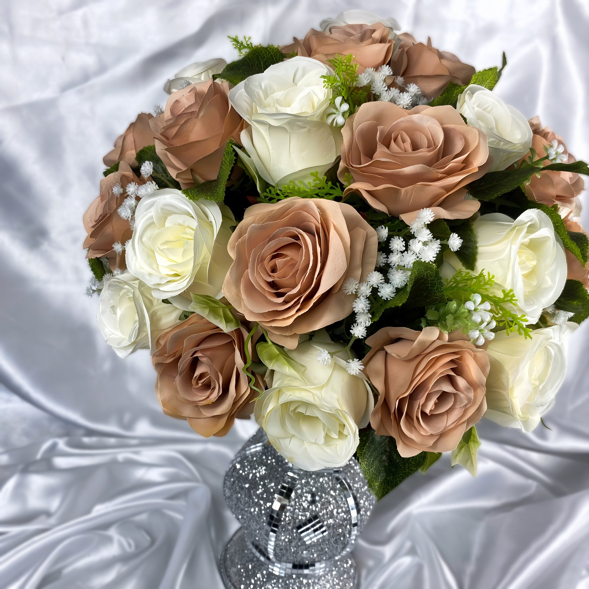 Stunning 1 of 1 Beige & Ivory 360 Flowerhead & Vase Arrangement - 55CM Height
