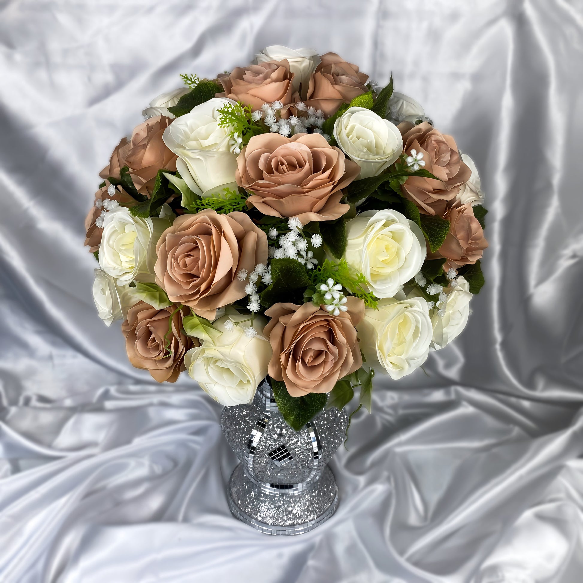 Stunning 1 of 1 Beige & Ivory 360 Flowerhead & Vase Arrangement - 55CM Height