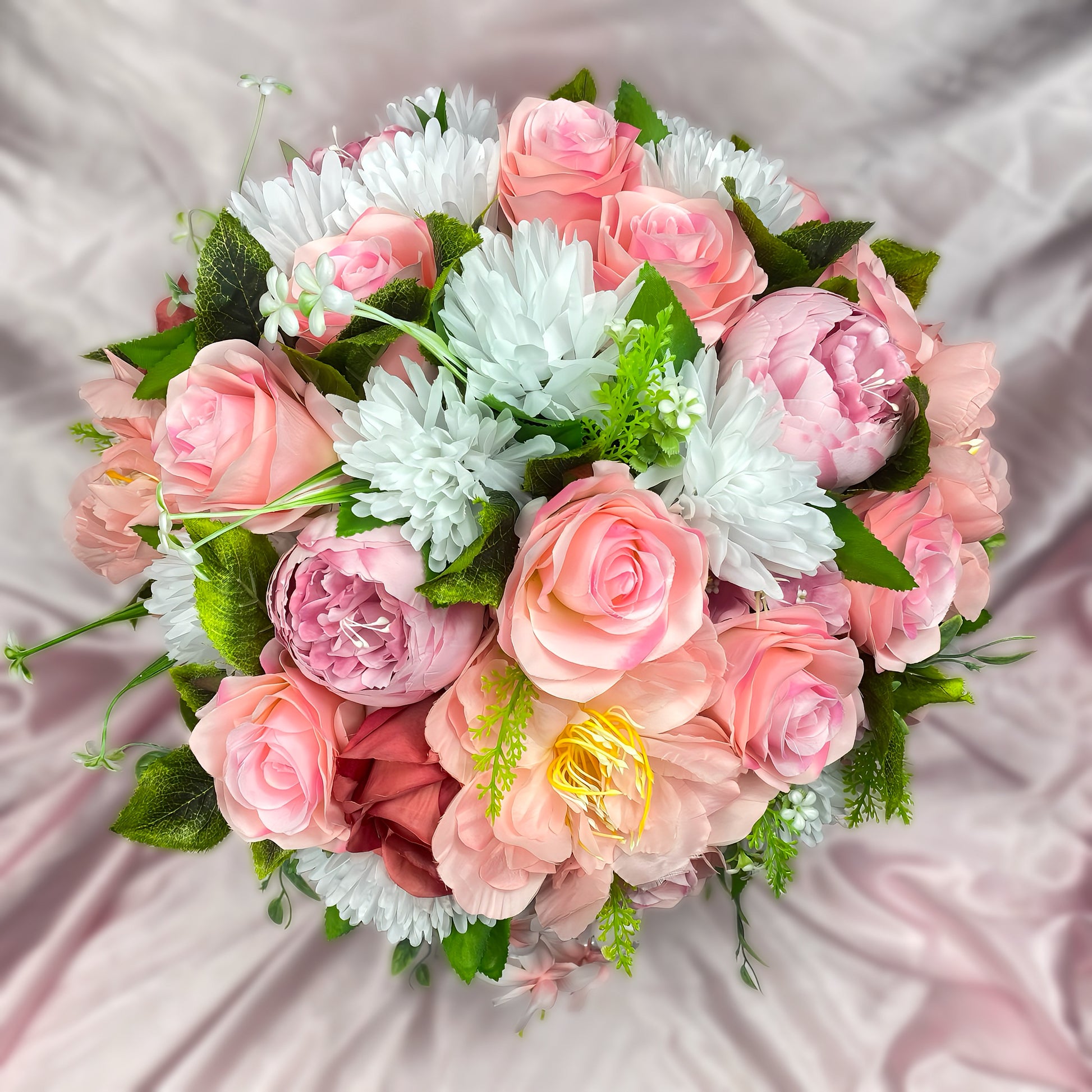 Stunning 1 of 1 Pink & White 360 Flowerhead & Vase Arrangement - 55CM Height