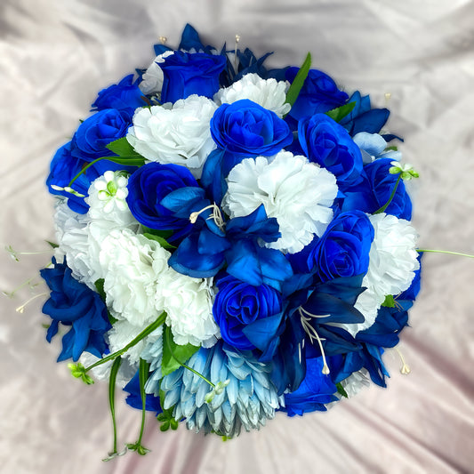 Stunning 1 of 1 Blue & White 360 Flowerhead & Vase Arrangement - 55CM Height