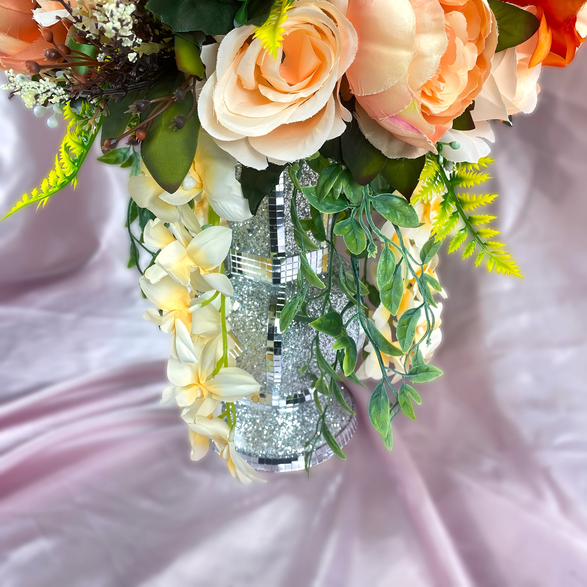 Stunning 1 of 1 Peach & Orange 360 Flowerhead & Vase Arrangement - 55CM Height