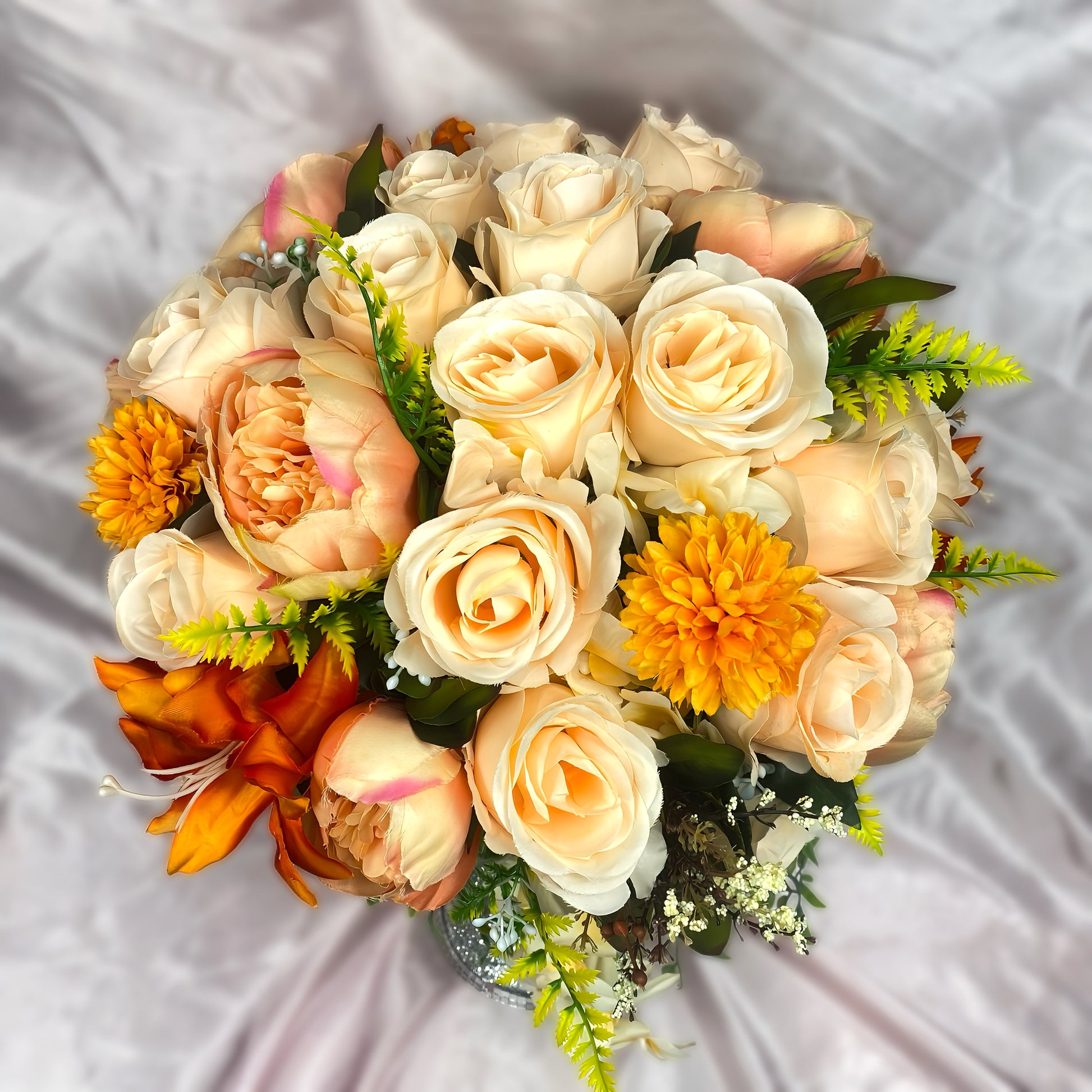 Stunning 1 of 1 Peach & Orange 360 Flowerhead & Vase Arrangement - 55CM Height
